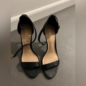 Arezzo, Black leather high heels, Size 8 (39)